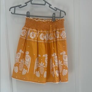 Zara Orange Smocked Skater Mini Skirt